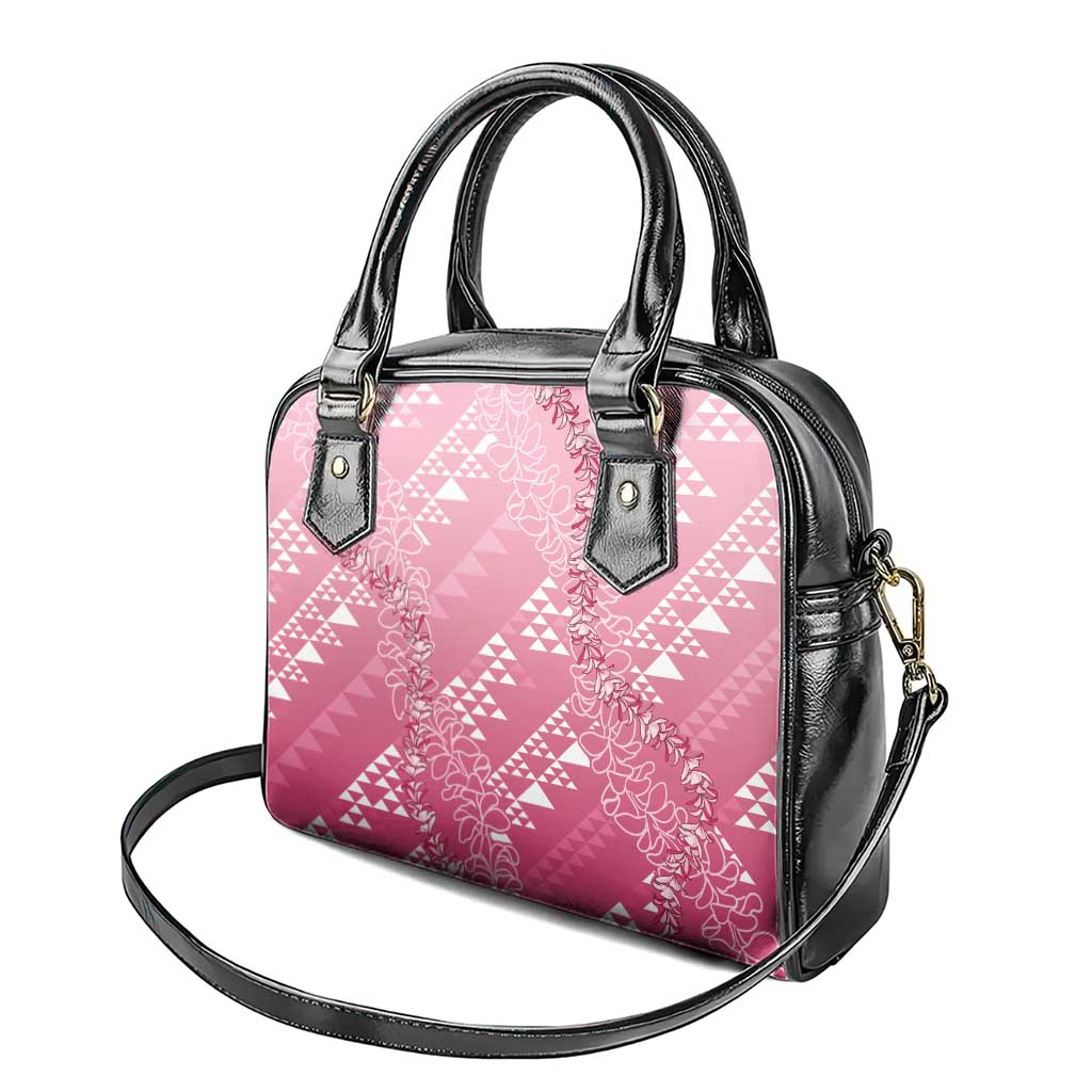 Hawaii Rose Pink Kapa Shoulder Handbag Vintage 'Ohe Kāpala Motifs Mix Plumeria Leis LT7 - Polynesian Pride