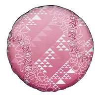 Hawaii Rose Pink Kapa Spare Tire Cover Vintage 'Ohe Kāpala Motifs Mix Plumeria Leis