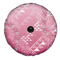 Hawaii Rose Pink Kapa Spare Tire Cover Vintage 'Ohe Kāpala Motifs Mix Plumeria Leis