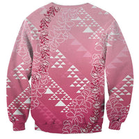 Hawaii Rose Pink Kapa Sweatshirt Vintage 'Ohe Kāpala Motifs Mix Plumeria Leis LT7 - Polynesian Pride