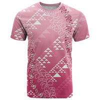 Hawaii Rose Pink Kapa T Shirt Vintage 'Ohe Kāpala Motifs Mix Plumeria Leis