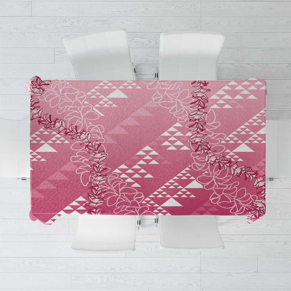 Hawaii Rose Pink Kapa Tablecloth Vintage 'Ohe Kāpala Motifs Mix Plumeria Leis LT7 Rose Pink - Polynesian Pride
