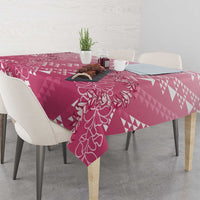 Hawaii Rose Pink Kapa Tablecloth Vintage 'Ohe Kāpala Motifs Mix Plumeria Leis LT7 - Polynesian Pride
