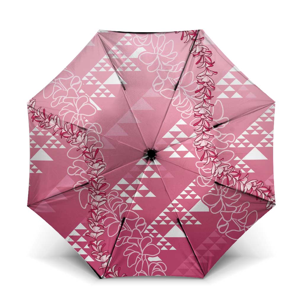 Hawaii Rose Pink Kapa Umbrella Vintage 'Ohe Kāpala Motifs Mix Plumeria Leis LT7 One Size Folded 11.42 inch Opened Diameter 37.4 inch Rose Pink - Polynesian Pride
