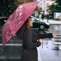 Hawaii Rose Pink Kapa Umbrella Vintage 'Ohe Kāpala Motifs Mix Plumeria Leis LT7 - Polynesian Pride