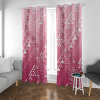 Hawaii Rose Pink Kapa Window Curtain Vintage 'Ohe Kāpala Motifs Mix Plumeria Leis LT7 With Grommets Rose Pink - Polynesian Pride