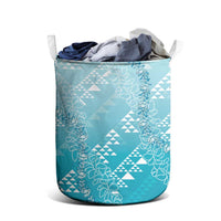 Hawaii Turquoise Kapa Laundry Basket Vintage 'Ohe Kāpala Motifs Mix Plumeria Leis LT7 - Polynesian Pride