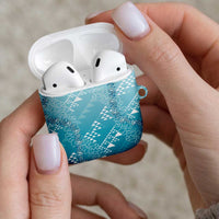 Hawaii Turquoise Kapa AirPods Case Vintage 'Ohe Kāpala Motifs Mix Plumeria Leis