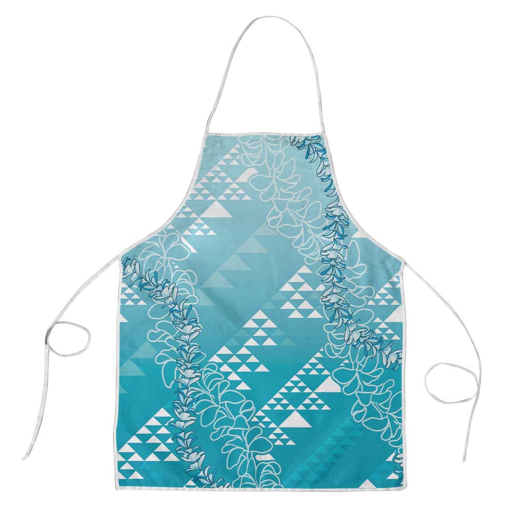 Hawaii Turquoise Kapa Apron Vintage 'Ohe Kāpala Motifs Mix Plumeria Leis LT7 Turquoise - Polynesian Pride