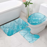 Hawaii Turquoise Kapa Bathroom Set Vintage 'Ohe Kāpala Motifs Mix Plumeria Leis LT7 - Polynesian Pride