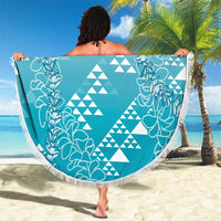 Hawaii Turquoise Kapa Beach Blanket Vintage 'Ohe Kāpala Motifs Mix Plumeria Leis LT7 - Polynesian Pride