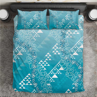 Hawaii Turquoise Kapa Bedding Set Vintage 'Ohe Kāpala Motifs Mix Plumeria Leis LT7 Turquoise - Polynesian Pride