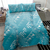 Hawaii Turquoise Kapa Bedding Set Vintage 'Ohe Kāpala Motifs Mix Plumeria Leis LT7 - Polynesian Pride