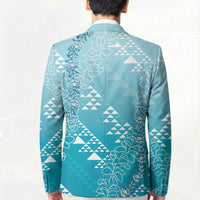 Hawaii Turquoise Kapa Blazer Vintage 'Ohe Kāpala Motifs Mix Plumeria Leis LT7 - Polynesian Pride