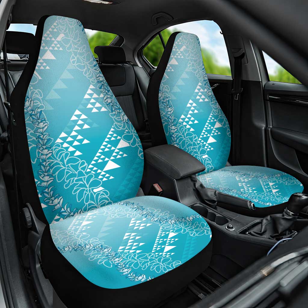Hawaii Turquoise Kapa Car Seat Cover Vintage 'Ohe Kāpala Motifs Mix Plumeria Leis LT7 One Size Turquoise - Polynesian Pride