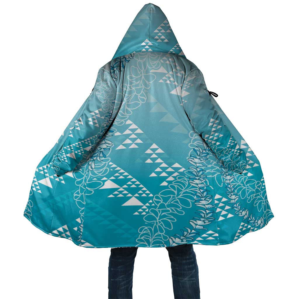 Hawaii Turquoise Kapa Cloak Vintage 'Ohe Kāpala Motifs Mix Plumeria Leis LT7 Unisex Turquoise - Polynesian Pride