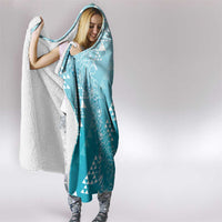 Hawaii Turquoise Kapa Hooded Blanket Vintage 'Ohe Kāpala Motifs Mix Plumeria Leis