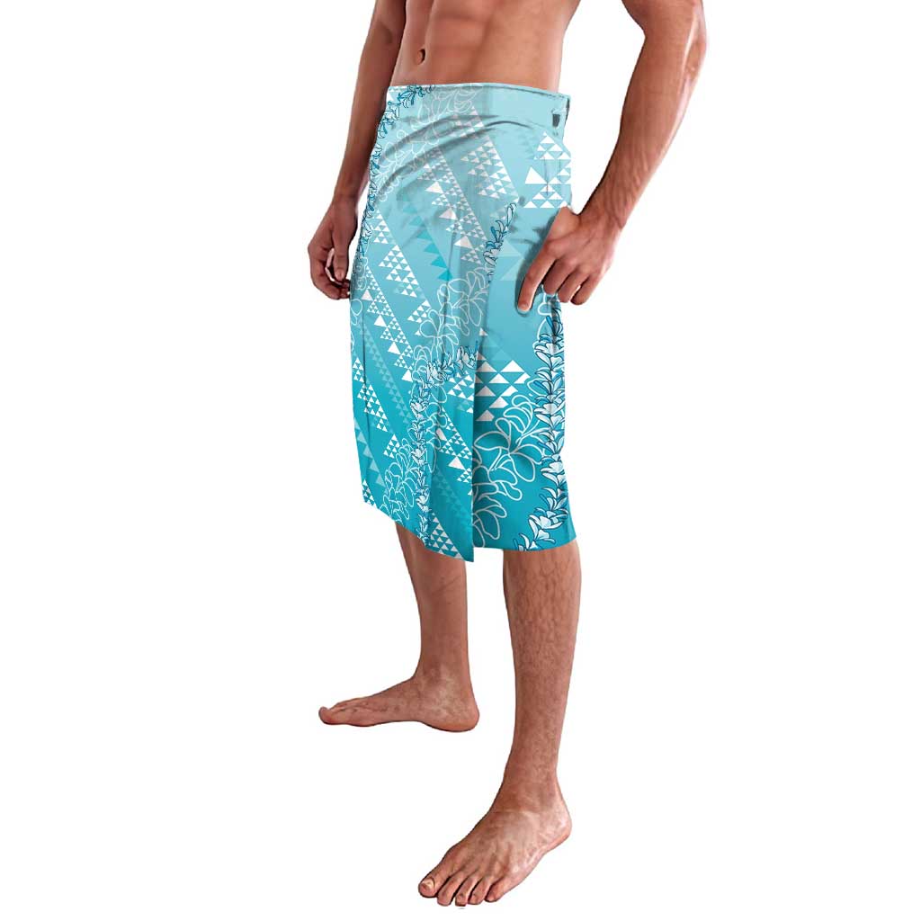 Hawaii Turquoise Kapa Lavalava Vintage 'Ohe Kāpala Motifs Mix Plumeria Leis LT7 - Polynesian Pride
