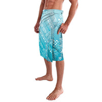 Hawaii Turquoise Kapa Lavalava Vintage 'Ohe Kāpala Motifs Mix Plumeria Leis LT7 - Polynesian Pride