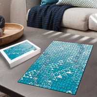 Hawaii Turquoise Kapa Puzzle Vintage 'Ohe Kāpala Motifs Mix Plumeria Leis LT7 - Polynesian Pride