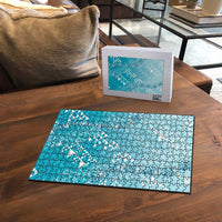 Hawaii Turquoise Kapa Puzzle Vintage 'Ohe Kāpala Motifs Mix Plumeria Leis LT7 - Polynesian Pride