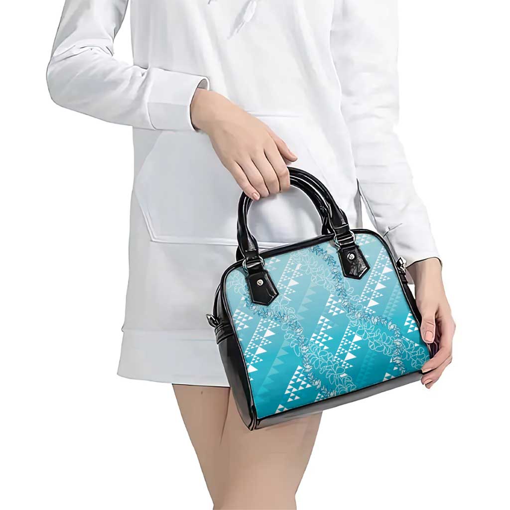 Hawaii Turquoise Kapa Shoulder Handbag Vintage 'Ohe Kāpala Motifs Mix Plumeria Leis LT7 - Polynesian Pride