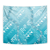 Hawaii Turquoise Kapa Tapestry Vintage 'Ohe Kāpala Motifs Mix Plumeria Leis LT7 - Polynesian Pride