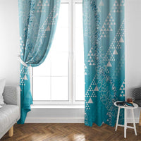 Hawaii Turquoise Kapa Window Curtain Vintage 'Ohe Kāpala Motifs Mix Plumeria Leis LT7 - Polynesian Pride