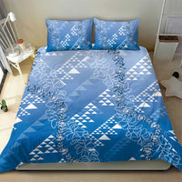Hawaii Royal Blue Kapa Bedding Set Vintage 'Ohe Kāpala Motifs Mix Plumeria Leis LT7 - Polynesian Pride