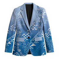 Hawaii Royal Blue Kapa Blazer Vintage 'Ohe Kāpala Motifs Mix Plumeria Leis LT7 Unisex Royal Blue - Polynesian Pride