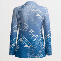 Hawaii Royal Blue Kapa Blazer Vintage 'Ohe Kāpala Motifs Mix Plumeria Leis LT7 - Polynesian Pride