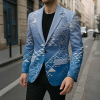 Hawaii Royal Blue Kapa Blazer Vintage 'Ohe Kāpala Motifs Mix Plumeria Leis LT7 - Polynesian Pride