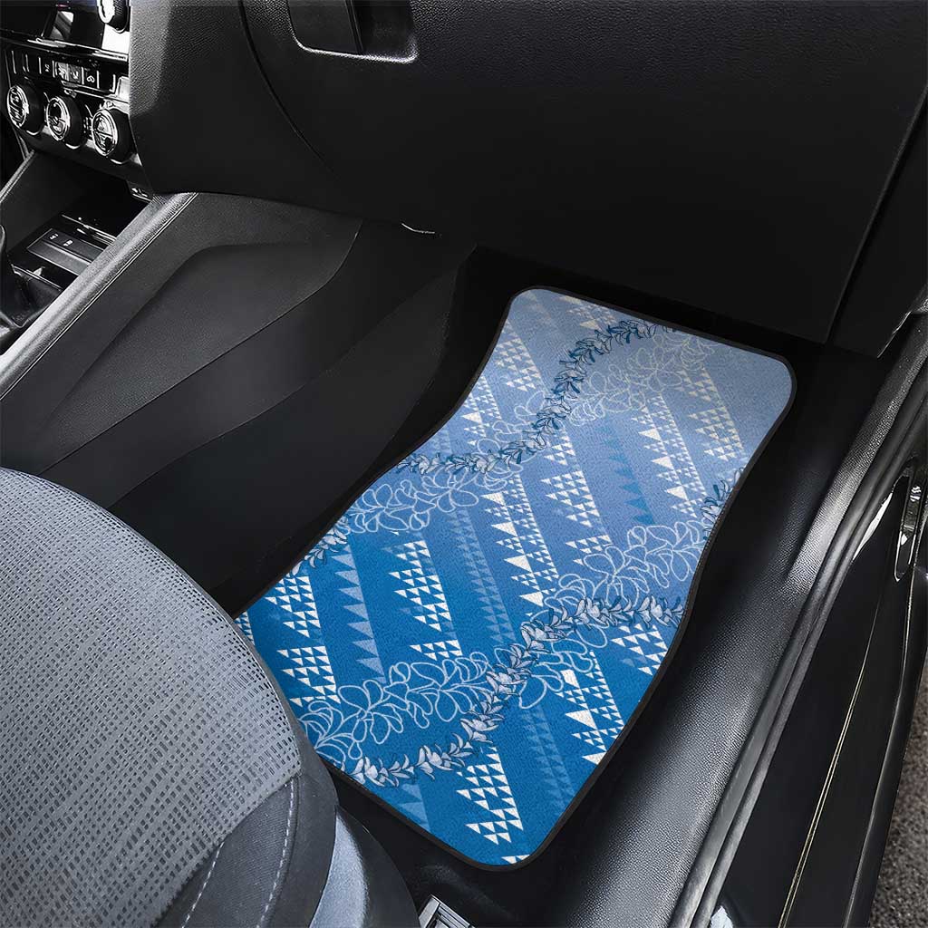 Hawaii Royal Blue Kapa Car Mats Vintage 'Ohe Kāpala Motifs Mix Plumeria Leis LT7 - Polynesian Pride