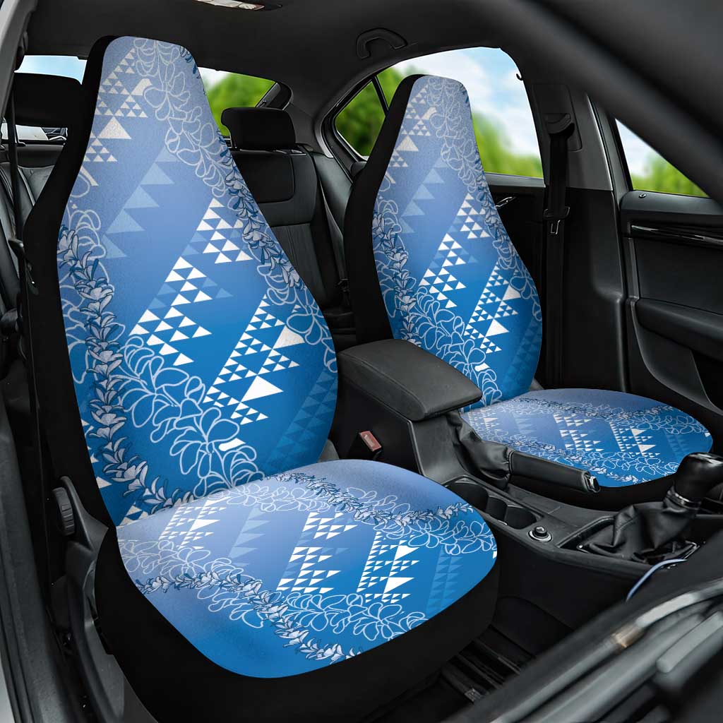 Hawaii Royal Blue Kapa Car Seat Cover Vintage 'Ohe Kāpala Motifs Mix Plumeria Leis LT7 One Size Royal Blue - Polynesian Pride