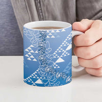 Hawaii Royal Blue Kapa Ceramic Mug Vintage 'Ohe Kāpala Motifs Mix Plumeria Leis LT7 - Polynesian Pride