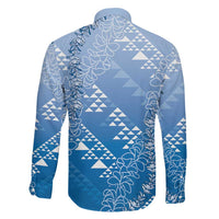 Hawaii Royal Blue Kapa Family Matching Summer Maxi Dress and Hawaiian Shirt Vintage 'Ohe Kāpala Motifs Mix Plumeria Leis