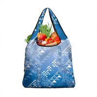 Hawaii Royal Blue Kapa Grocery Bag Vintage 'Ohe Kāpala Motifs Mix Plumeria Leis LT7 1-pack One Size Royal Blue - Polynesian Pride