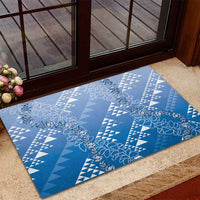 Hawaii Royal Blue Kapa Rubber Doormat Vintage 'Ohe Kāpala Motifs Mix Plumeria Leis LT7 - Polynesian Pride