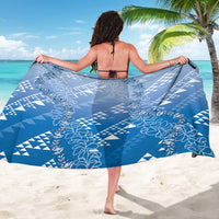 Hawaii Royal Blue Kapa Sarong Vintage 'Ohe Kāpala Motifs Mix Plumeria Leis LT7 - Polynesian Pride