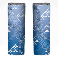 Hawaii Royal Blue Kapa Skinny Tumbler Vintage 'Ohe Kāpala Motifs Mix Plumeria Leis