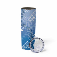 Hawaii Royal Blue Kapa Skinny Tumbler Vintage 'Ohe Kāpala Motifs Mix Plumeria Leis