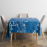 Hawaii Royal Blue Kapa Tablecloth Vintage 'Ohe Kāpala Motifs Mix Plumeria Leis LT7 - Polynesian Pride