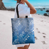 Hawaii Royal Blue Kapa Tote Bag Vintage 'Ohe Kāpala Motifs Mix Plumeria Leis LT7 - Polynesian Pride