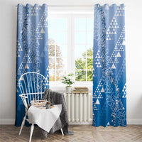 Hawaii Royal Blue Kapa Window Curtain Vintage 'Ohe Kāpala Motifs Mix Plumeria Leis LT7 - Polynesian Pride