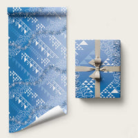 Hawaii Kapa Vintage Motifs Mix Plumeria Leis Wrapping Paper Royal Blue LT7 58" × 23" Royal Blue - Polynesian Pride