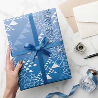Hawaii Kapa Vintage Motifs Mix Plumeria Leis Wrapping Paper Royal Blue LT7 - Polynesian Pride