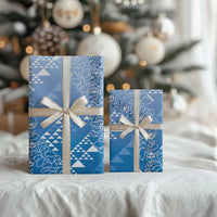 Hawaii Kapa Vintage Motifs Mix Plumeria Leis Wrapping Paper Royal Blue LT7 - Polynesian Pride