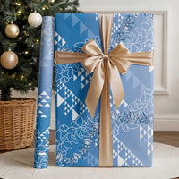 Hawaii Kapa Vintage Motifs Mix Plumeria Leis Wrapping Paper Royal Blue LT7 - Polynesian Pride