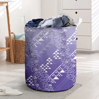 Hawaii Lavender Kapa Laundry Basket Vintage 'Ohe Kāpala Motifs Mix Plumeria Leis LT7 Lavender - Polynesian Pride