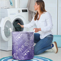 Hawaii Lavender Kapa Laundry Basket Vintage 'Ohe Kāpala Motifs Mix Plumeria Leis LT7 - Polynesian Pride